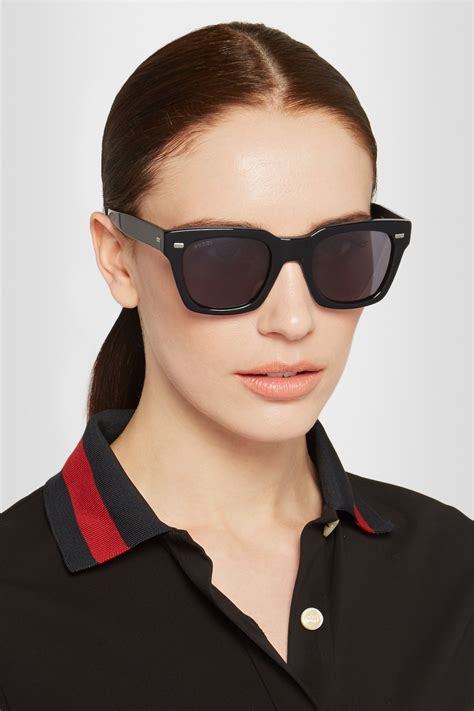 Square frame sunglasses in black acetate 